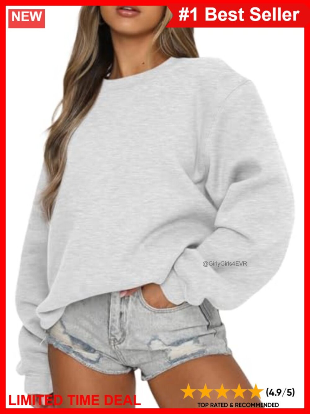 Oversized Crewneck Fleece Lined Sweatshirt Y2K Pullover